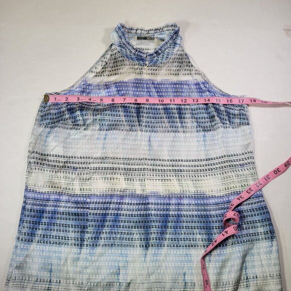 Go By GoSilk Women Blue Striped Washed Silk Sleeveless High Neck Top Size XS - Picture 6 of 7